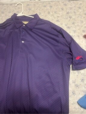 Donald Ross Men's Golf Polo Purple Geometric Short-Sleeve Shirt